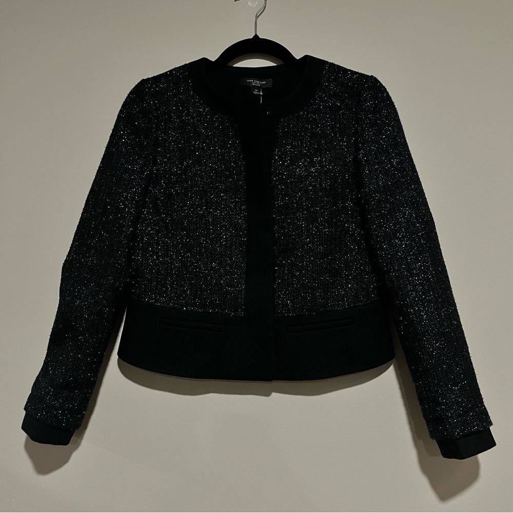 Ann Taylor | New Metallic black tweed suit jacket/blazer Womens size 2P 2 petite